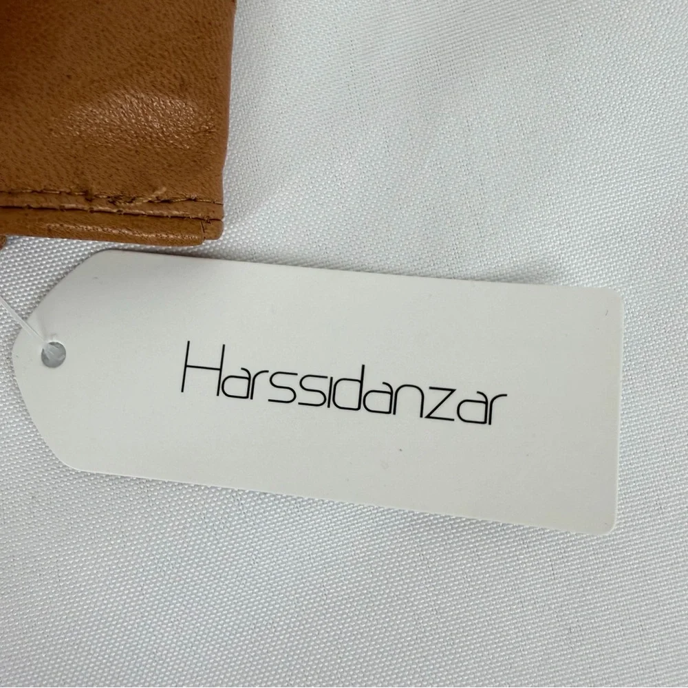 Harssidanzar Women’s size Large Cognac Lamb Skin Leather Driving Gloves New